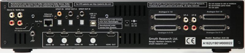 Smyth Research Realiser A16 Pro Analog Rückseite Anschlüsse analog rear connectors